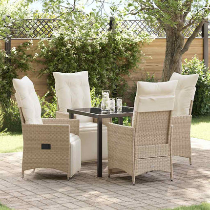 Trädgårdsmöbelset med kudde 5 pcs Beige konstrotting