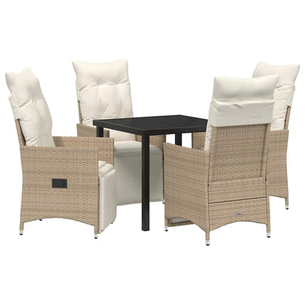 Trädgårdsmöbelset med kudde 5 pcs Beige konstrotting