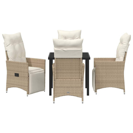 Trädgårdsmöbelset med kudde 5 pcs Beige konstrotting