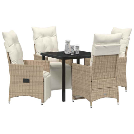 Trädgårdsmöbelset med kudde 5 pcs Beige konstrotting