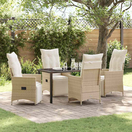 Trädgårdsmöbelset med kudde 5 pcs Beige konstrotting