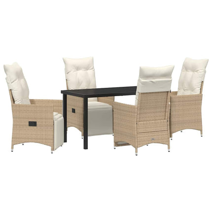 Trädgårdsmöbelset med kudde 5 pcs Beige konstrotting