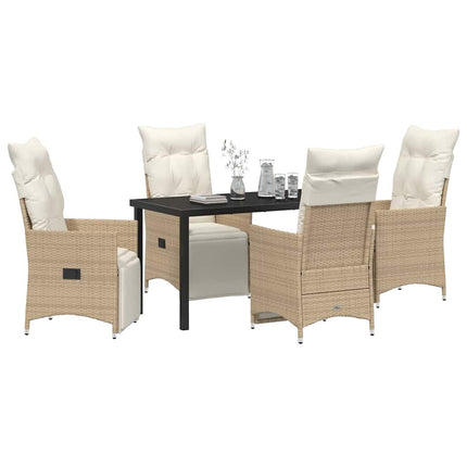 Trädgårdsmöbelset med kudde 5 pcs Beige konstrotting