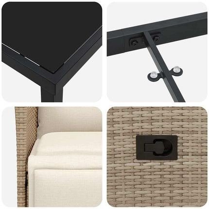 Trädgårdsmöbelset med kudde 5 pcs Beige konstrotting