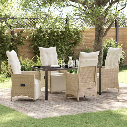 Trädgårdsmöbelset med kudde 5 pcs Beige konstrotting