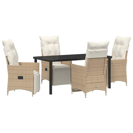 Trädgårdsmöbelset med kudde 5 pcs Beige konstrotting