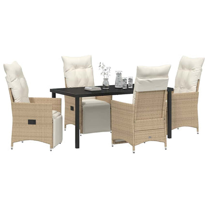 Trädgårdsmöbelset med kudde 5 pcs Beige konstrotting