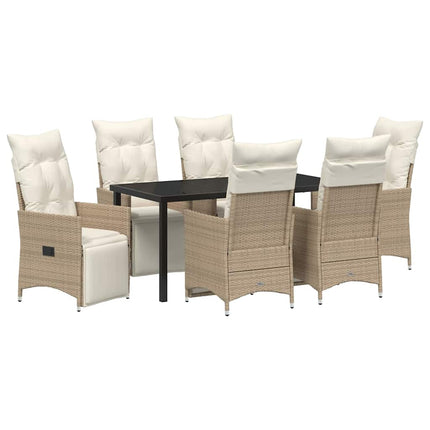 Trädgårdsmöbelset med kudde 7 pcs Beige konstrotting