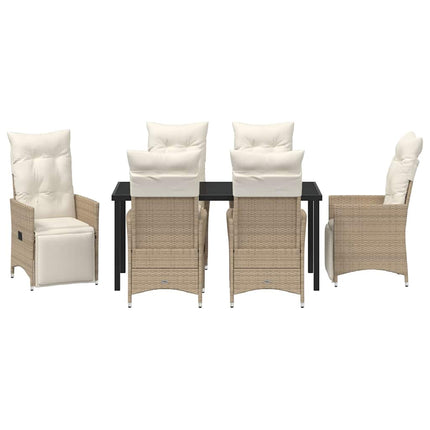 Trädgårdsmöbelset med kudde 7 pcs Beige konstrotting