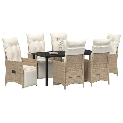 Trädgårdsmöbelset med kudde 7 pcs Beige konstrotting