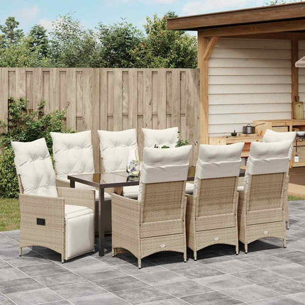 Trädgårdsmöbelset med kudde 9 pcs Beige konstrotting