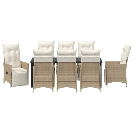 Trädgårdsmöbelset med kudde 9 pcs Beige konstrotting