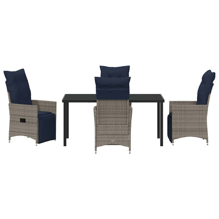 Bord- och stolset med kudde 5 pcs Grå PE Rattan