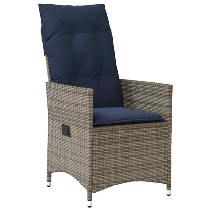 Bord- och stolset med kudde 7 pcs Grå PE Rattan