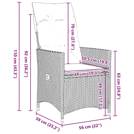 Trädgårdsmöbelset med kudde 3 pcs Svart konstrotting