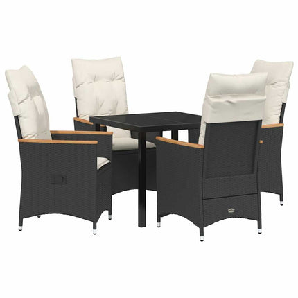 Trädgårdsmöbelset med kudde 5 pcs Svart konstrotting