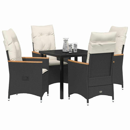 Trädgårdsmöbelset med kudde 5 pcs Svart konstrotting