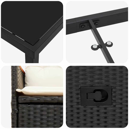 Trädgårdsmöbelset med kudde 5 pcs Svart konstrotting