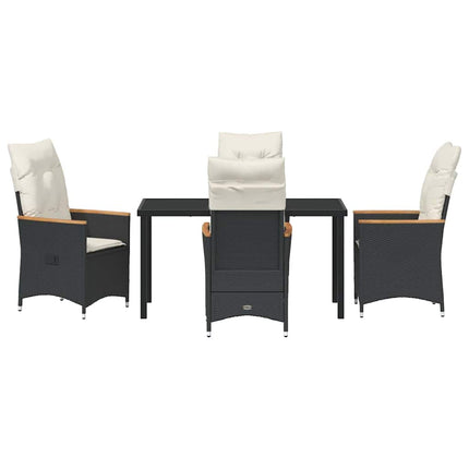 Trädgårdsmöbelset med kudde 5 pcs Svart konstrotting