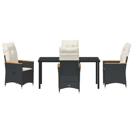 Trädgårdsmöbelset med kudde 5 pcs Svart konstrotting