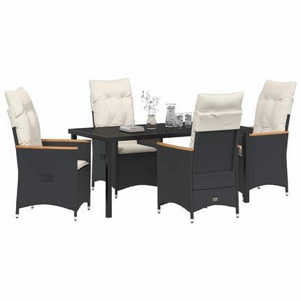 Trädgårdsmöbelset med kudde 5 pcs Svart konstrotting