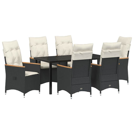 Trädgårdsmöbelset med kudde 7 pcs Svart konstrotting
