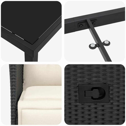 Trädgårdsmöbelset med kudde 3 pcs Svart konstrotting