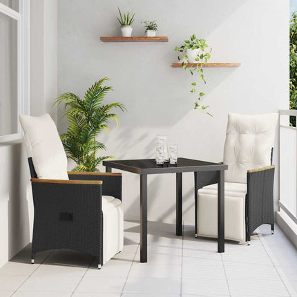 Trädgårdsmöbelset med kudde 3 pcs Svart konstrotting