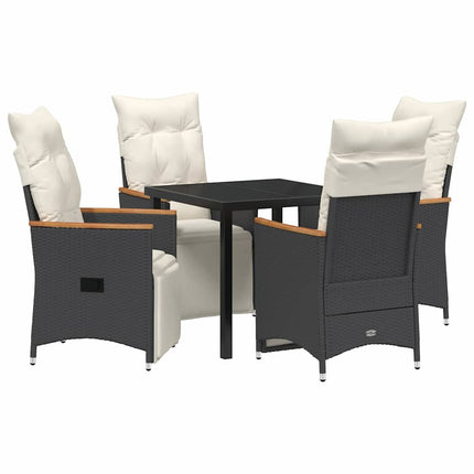 Trädgårdsmöbelset med kudde 5 pcs Svart konstrotting