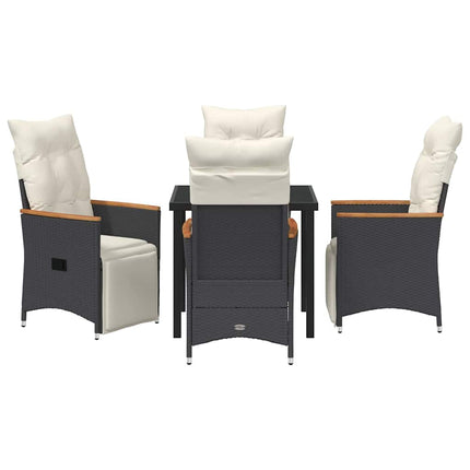 Trädgårdsmöbelset med kudde 5 pcs Svart konstrotting