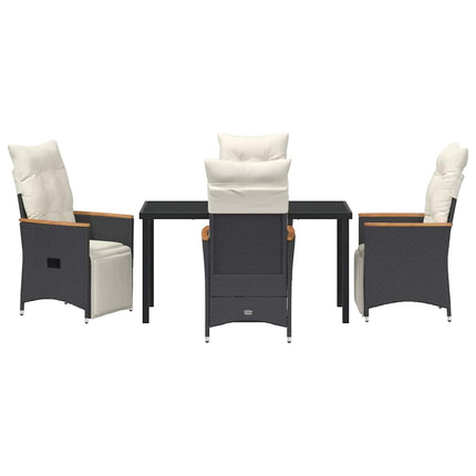Trädgårdsmöbelset med kudde 5 pcs Svart konstrotting