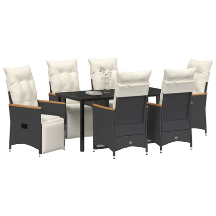 Trädgårdsmöbelset med kudde 7 pcs Svart konstrotting