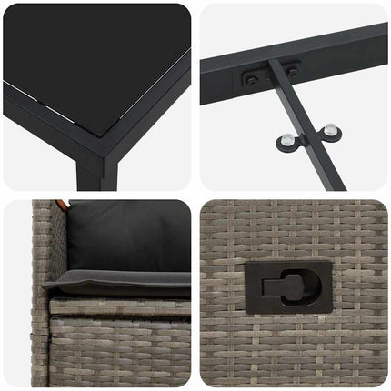 Trädgårdsmöbelset med kudde 3 pcs Grå konstrotting