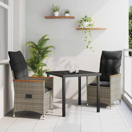 Trädgårdsmöbelset med kudde 3 pcs Grå konstrotting