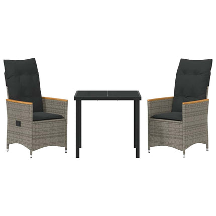 Trädgårdsmöbelset med kudde 3 pcs Grå konstrotting