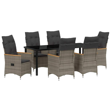 Trädgårdsmöbelset med kudde 7 pcs Grå konstrotting
