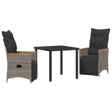 Trädgårdsmöbelset med kudde 3 pcs Grå konstrotting