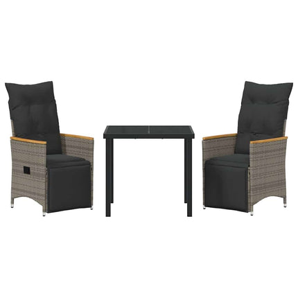 Trädgårdsmöbelset med kudde 3 pcs Grå konstrotting