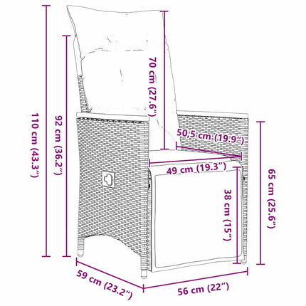 Trädgårdsmöbelset med kudde 3 pcs Grå konstrotting