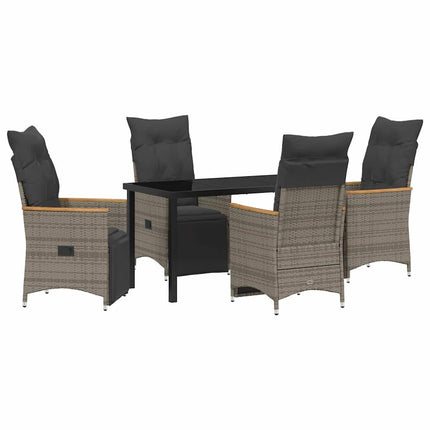 Trädgårdsmöbelset med kudde 5 pcs Grå konstrotting
