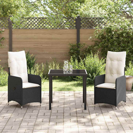 Trädgårdsmöbelset 3 pcs Svart konstrotting
