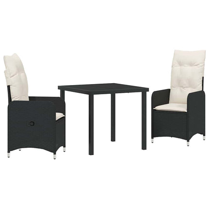 Trädgårdsmöbelset 3 pcs Svart konstrotting