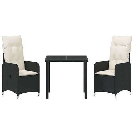 Trädgårdsmöbelset 3 pcs Svart konstrotting