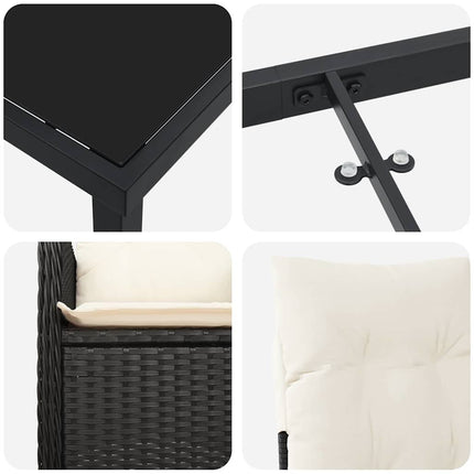 Trädgårdsmöbelset 5 pcs Svart konstrotting