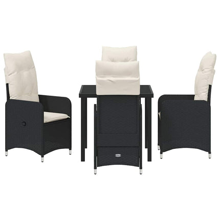 Trädgårdsmöbelset 5 pcs Svart konstrotting