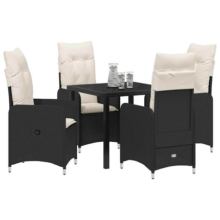 Trädgårdsmöbelset 5 pcs Svart konstrotting