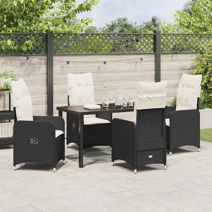 Trädgårdsmöbelset 5 pcs Svart konstrotting