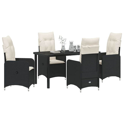 Trädgårdsmöbelset 5 pcs Svart konstrotting