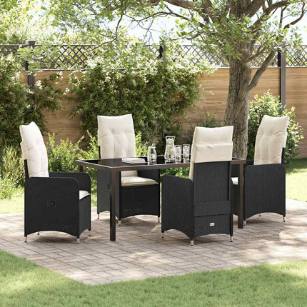 Trädgårdsmöbelset 5 pcs Svart konstrotting