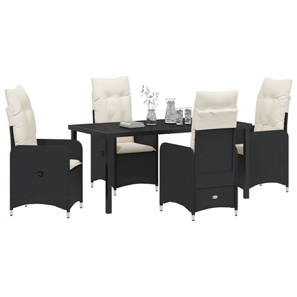 Trädgårdsmöbelset 5 pcs Svart konstrotting